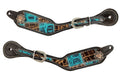 Ladies Teal gator patchwork Leather spur straps