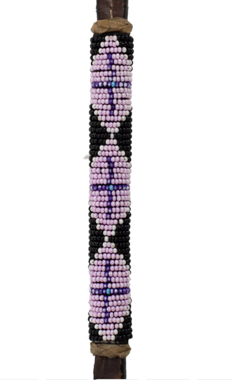 BEADED LEATHER OVER & UNDER WHIP