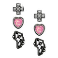WESTERN CHECKERBOARD OPAL 3-IN-1 EARRING SET  A-7807