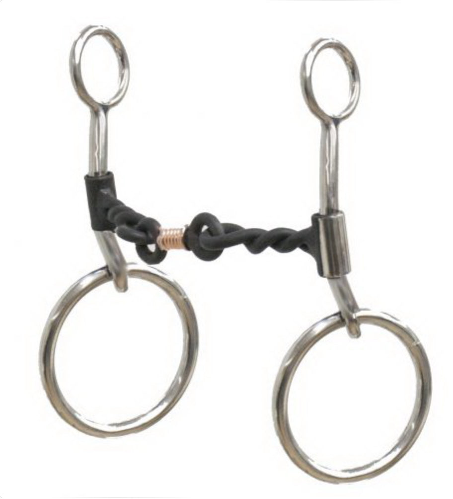 Stainless steel sliding 5" twisted sweet iron mouth bit with copper wrapped dog bone