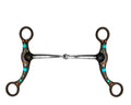 Brown steel bit with copper and turquoise studs