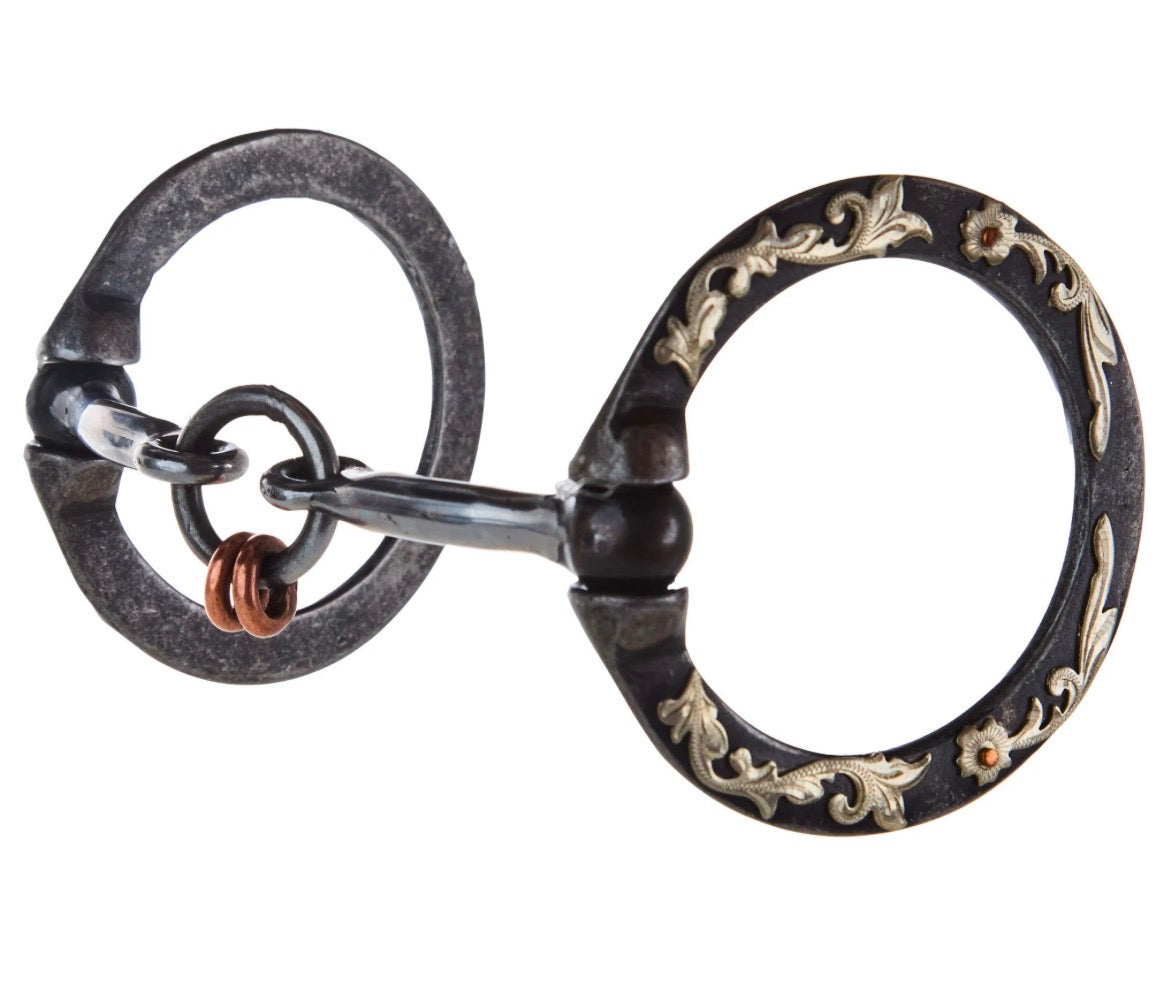 Floral Engraved Copper Life saver Snaffle bit