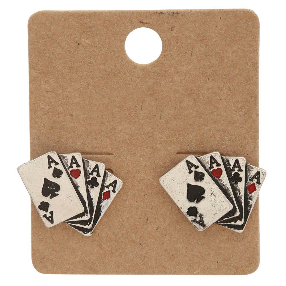 Ace Four Of A Kind Metal Stud Earring SE-2548