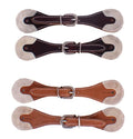 Youth Argentina Cow Leather Spur Straps with Rawhide Overlay Ends