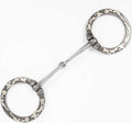 Aged steel snaffle bit w/ floral trim