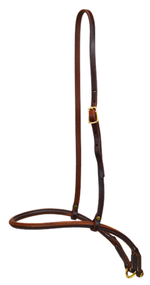 ROLLED + SEWN LEATHER TIE DOWN NOSEBAND (DARK OIL)