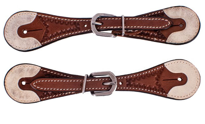Youth Argentina Cow Leather Spur Straps with Rawhide Ends
