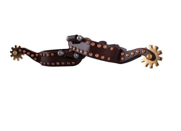 YOUTH antique brown steel spurs with copper studs
