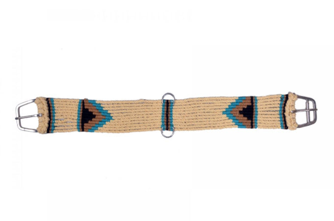Cotten Blend Tan straight string girth with SS Roller Buckle with Southwest Design