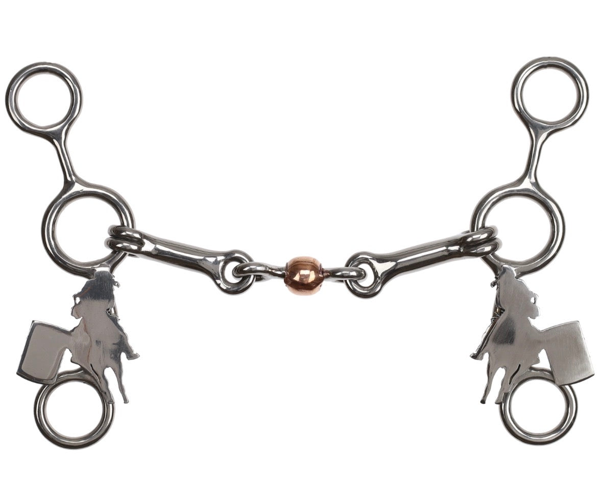 Fats turn stainless steel JR Cowhorse bit w Dog bone & copper roller