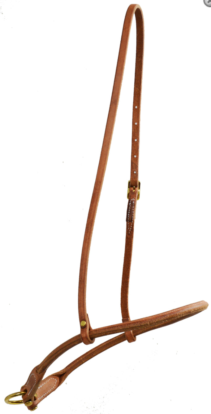 ROLLED AND SEWN LEATHER TIE DOWN NOSEBAND (NATURAL)