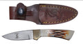The Bone Collector Fixed blade knife with 3 1/2" real bone handle and leather holster