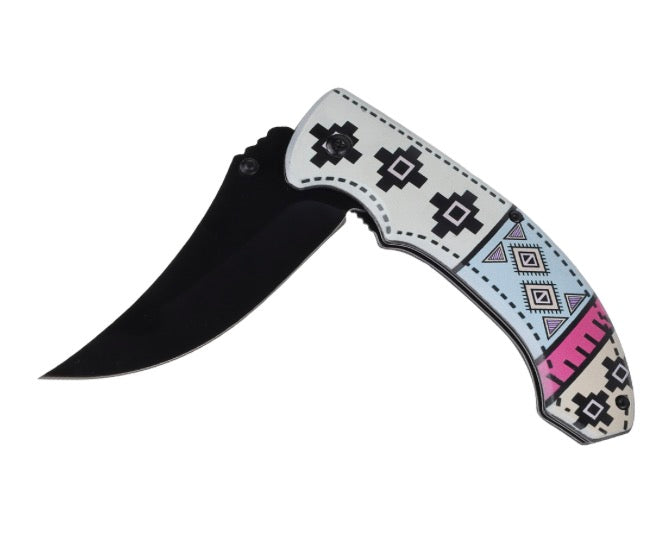 Tribal Runes Assist Open Pocket Knife