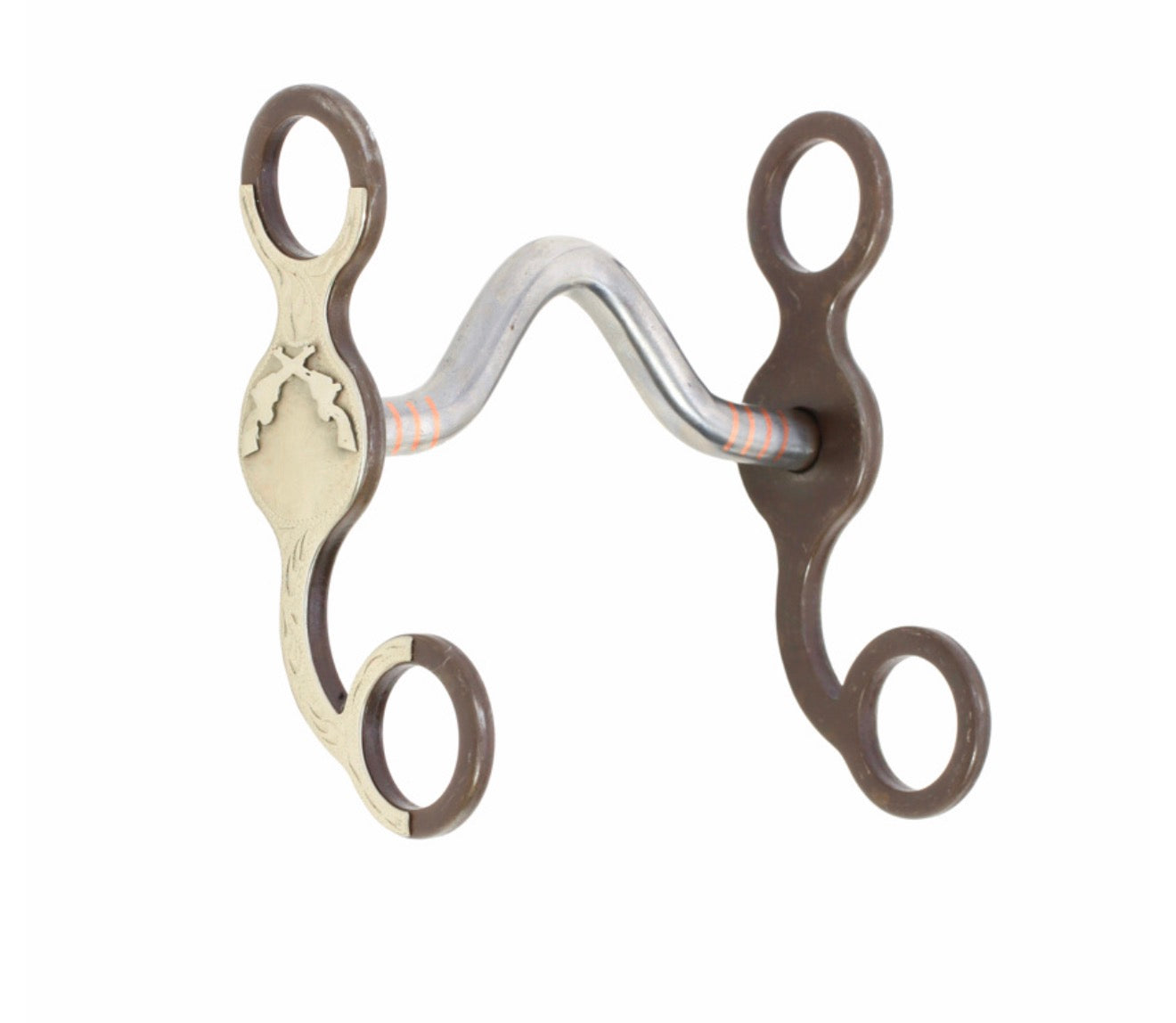 Solid Port Pony Bit w/ Pistol Motif Silver Mounting