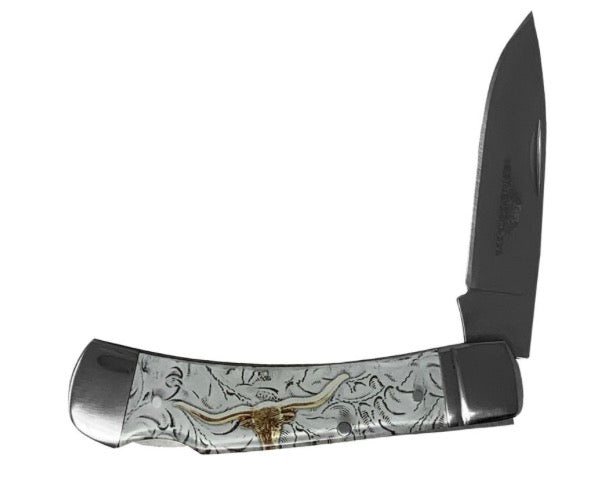 Old Ram Manual Folding Knife - Steer Head