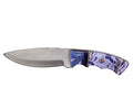 Deer Creek 10" Blue Acrylic Handle Hunting Knife with Leather Sheath
