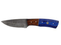 Hand-Forged Damascus Skinning Knife with Blue & Brown Wood Handle