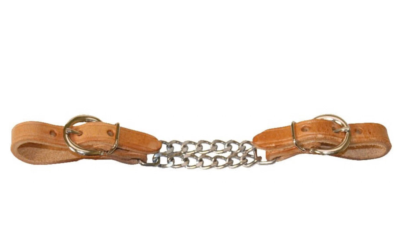 Leather Curb with Double Chain