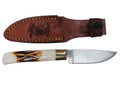 The Bone Collector Fixed Blade Knife with Bone Handle and Leather Sheath