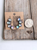 Western Cluster Squash Blossom Stone Stud Earrings