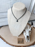 Teardrop Stone Pendant Navajo Bead Choker Necklace