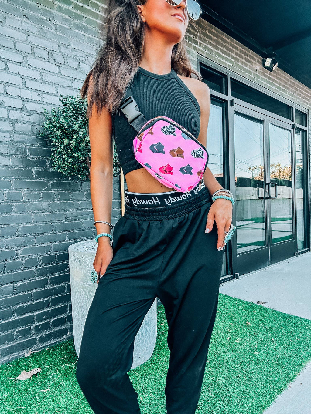 Pink Cowboy Hat Crossbody Bag