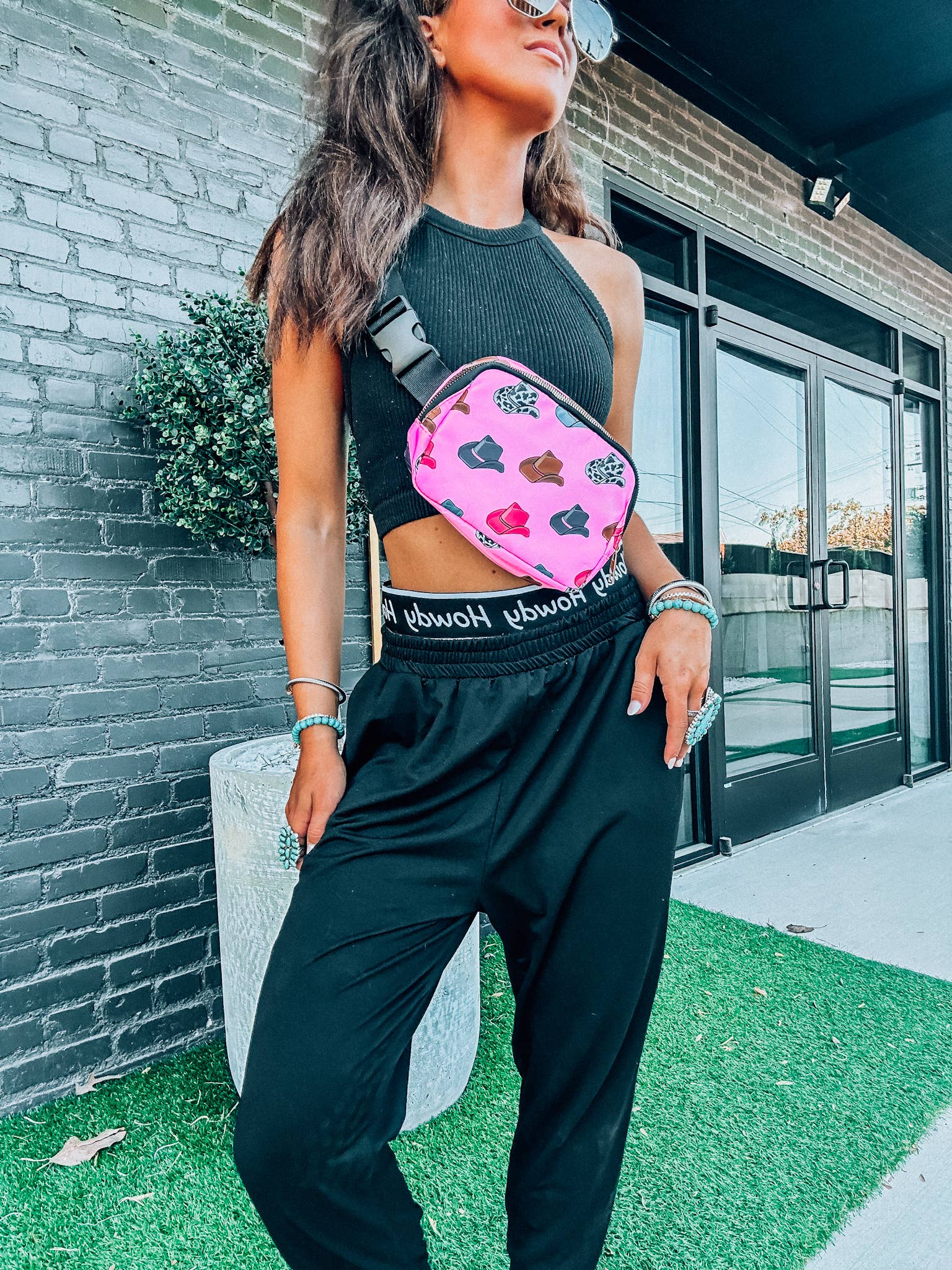 Pink Cowboy Hat Crossbody Bag