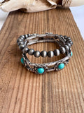 2 Layer Western Navajo & Stone Stretch Bracelet