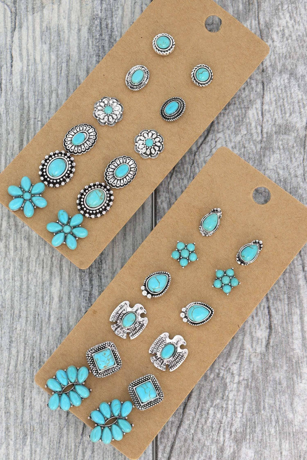 WESTERN 6-PAIR ASSORTED STUD EARRING SET 85