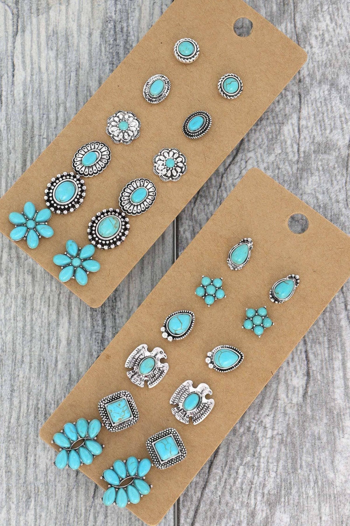 WESTERN 6-PAIR ASSORTED STUD EARRING SET 85